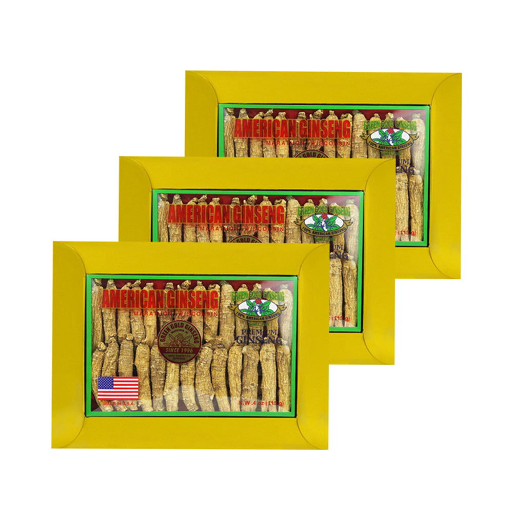 Medio Corto Ginseng Americano Mediano Pequeño 4oz x 3