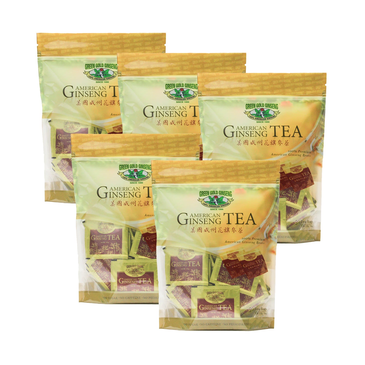 American Ginseng Tea 50 bolsitas paquete X 5