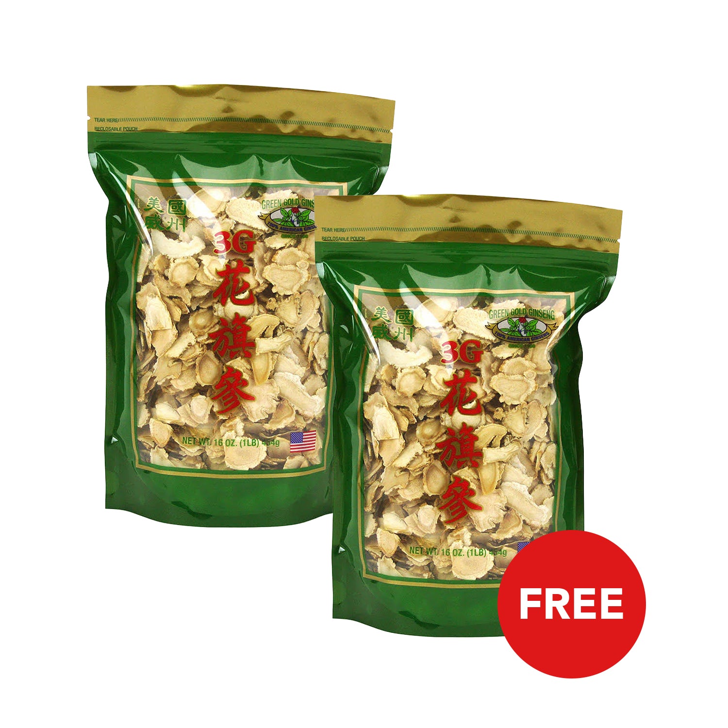 American Ginseng Low Grade Slice 1lb (16oz) bag ( Buy 1 Get 1 FREE)