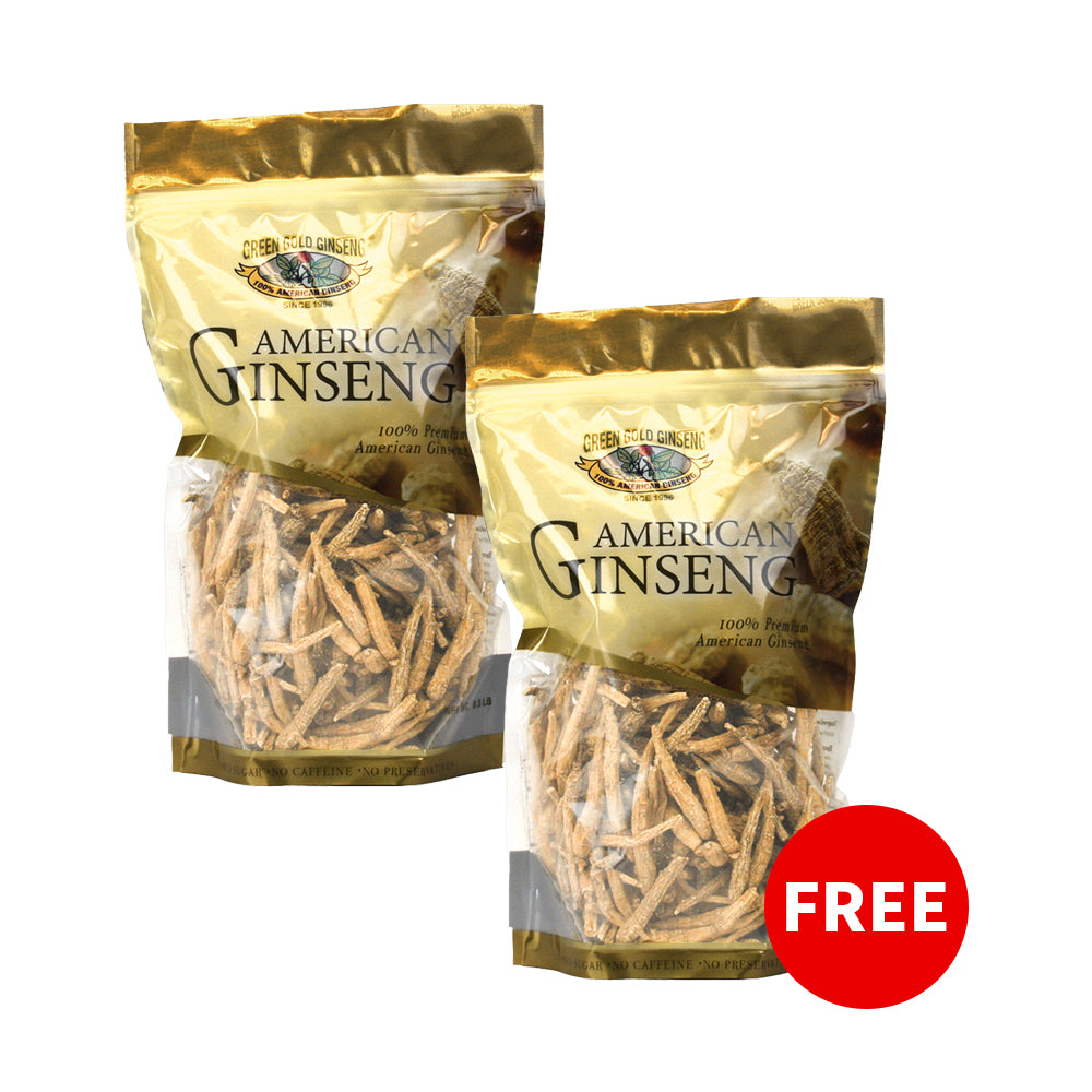 Raíz de ginseng americano sin clasificar Pequeña # 1 bolsa de 8 oz x 2 (Compre 1 y obtenga 1 gratis)
