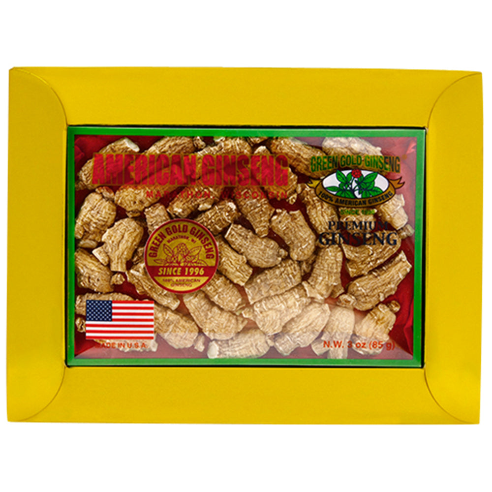 Caja corta de 3oz de ginseng americano mediano pequeño