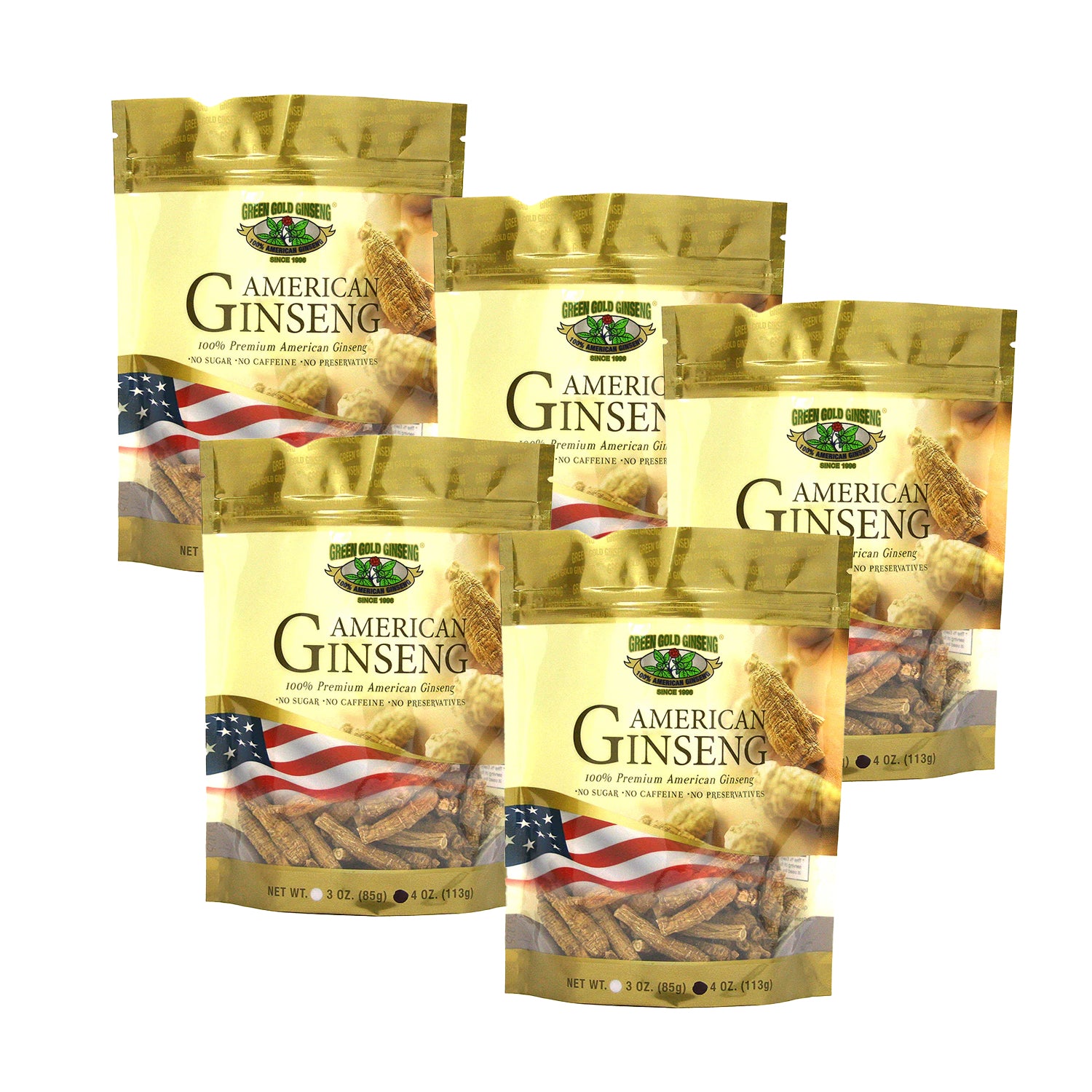 Ginseng americano medio corto, pequeño #1, bolsa de 4 oz