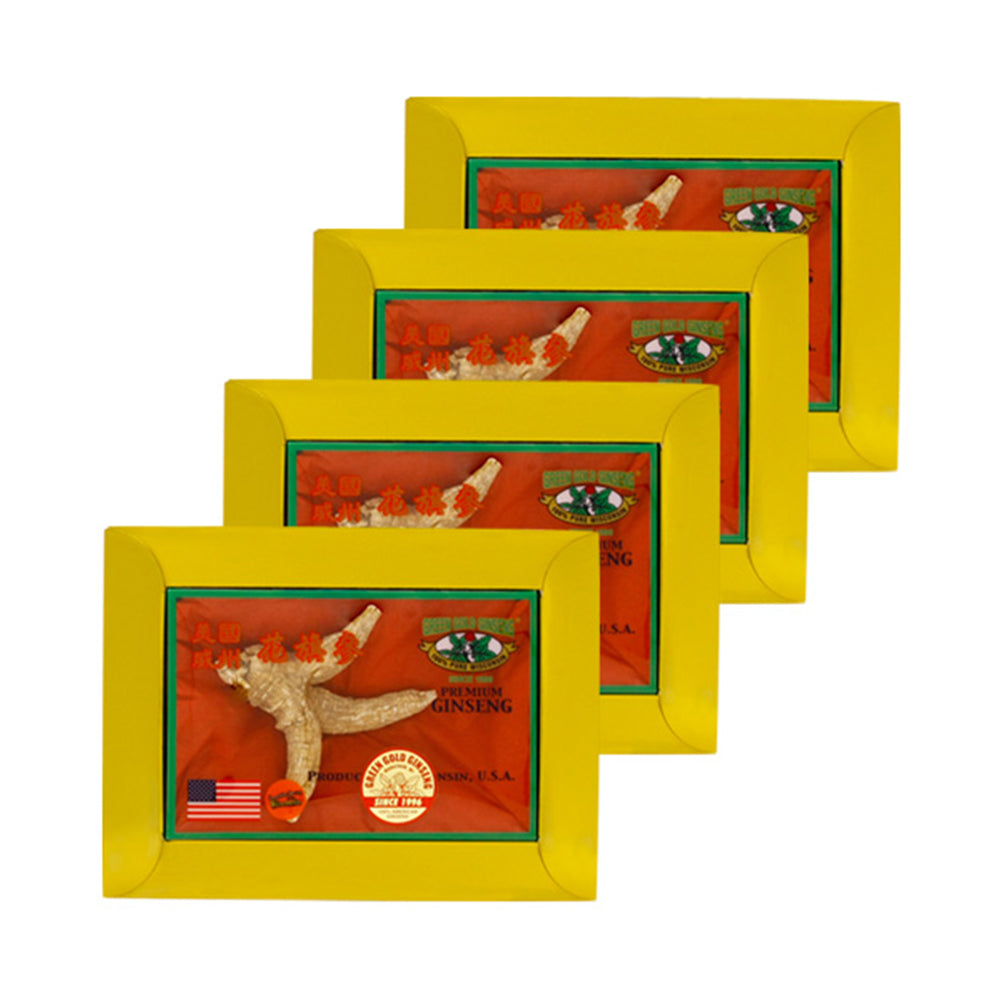 Ungraded American Ginseng Single Root Gift Box 1.33oz x 4 boxes bundle